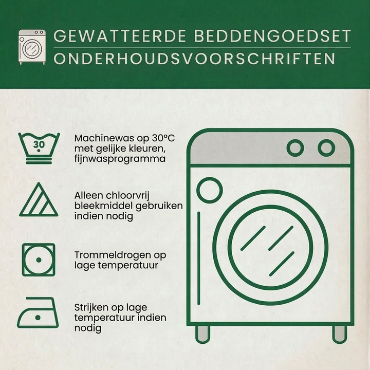 3-delige gewatteerde dekbedovertrekset - Vintage Reis