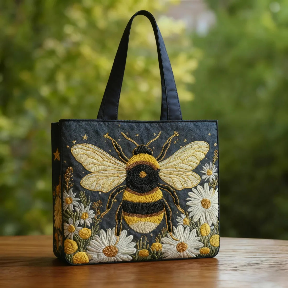 Ambachtelijke Tas - Bij met Margrieten en Sterren