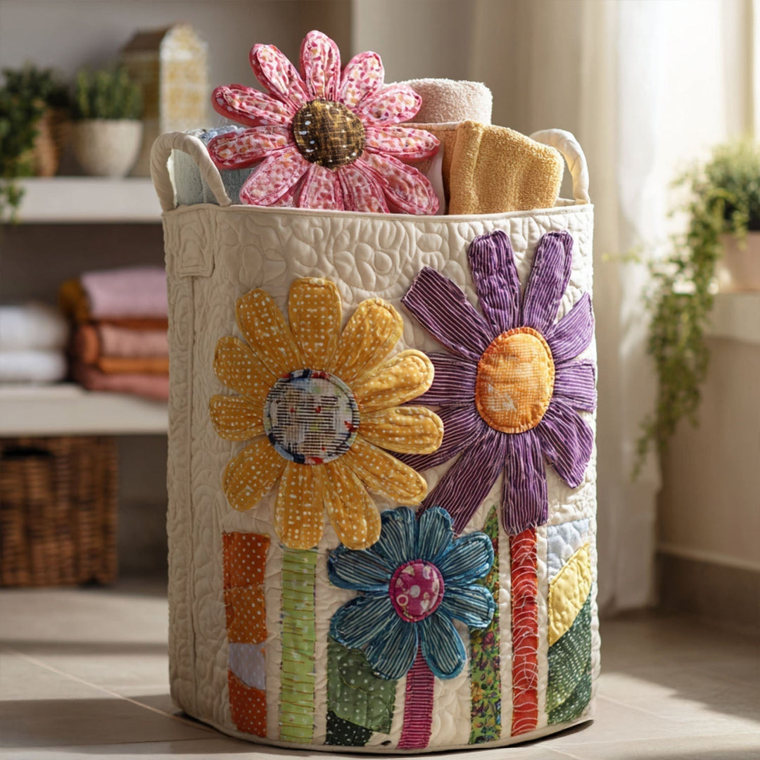 Gestoffeerde Wasmand - Oude Bloemen