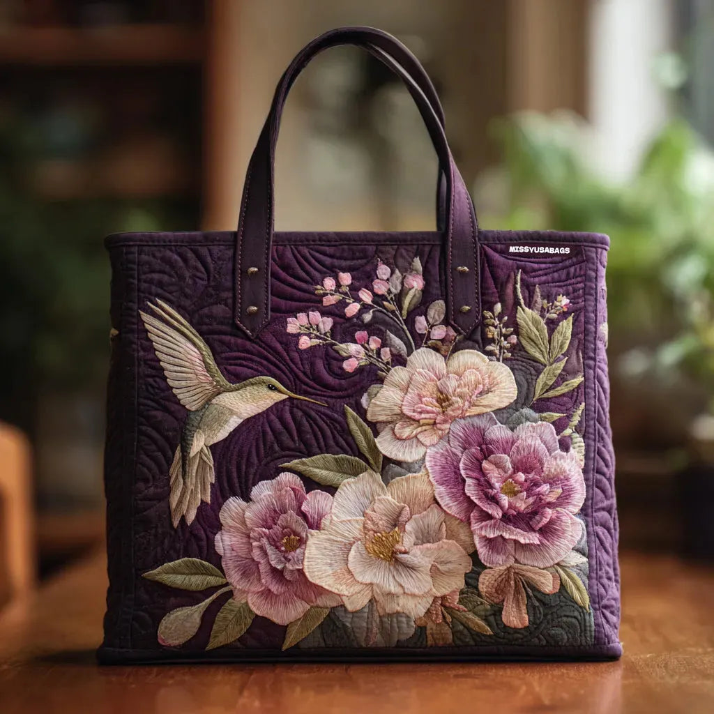 Handgemaakte Gequiltede Tas - Kolibries en Orchideeën