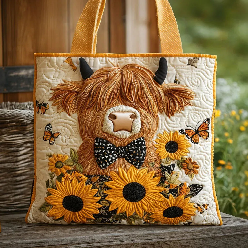 Gekleed Tas - Hoogland Koe met Zonnebloemen