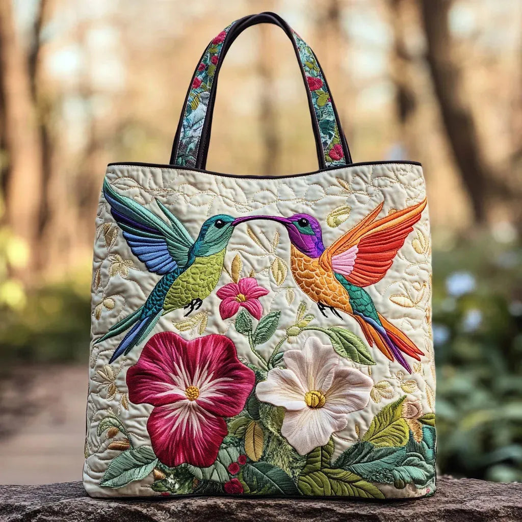 Gevoerde Tas - Kolibrie en Witte Bloemen