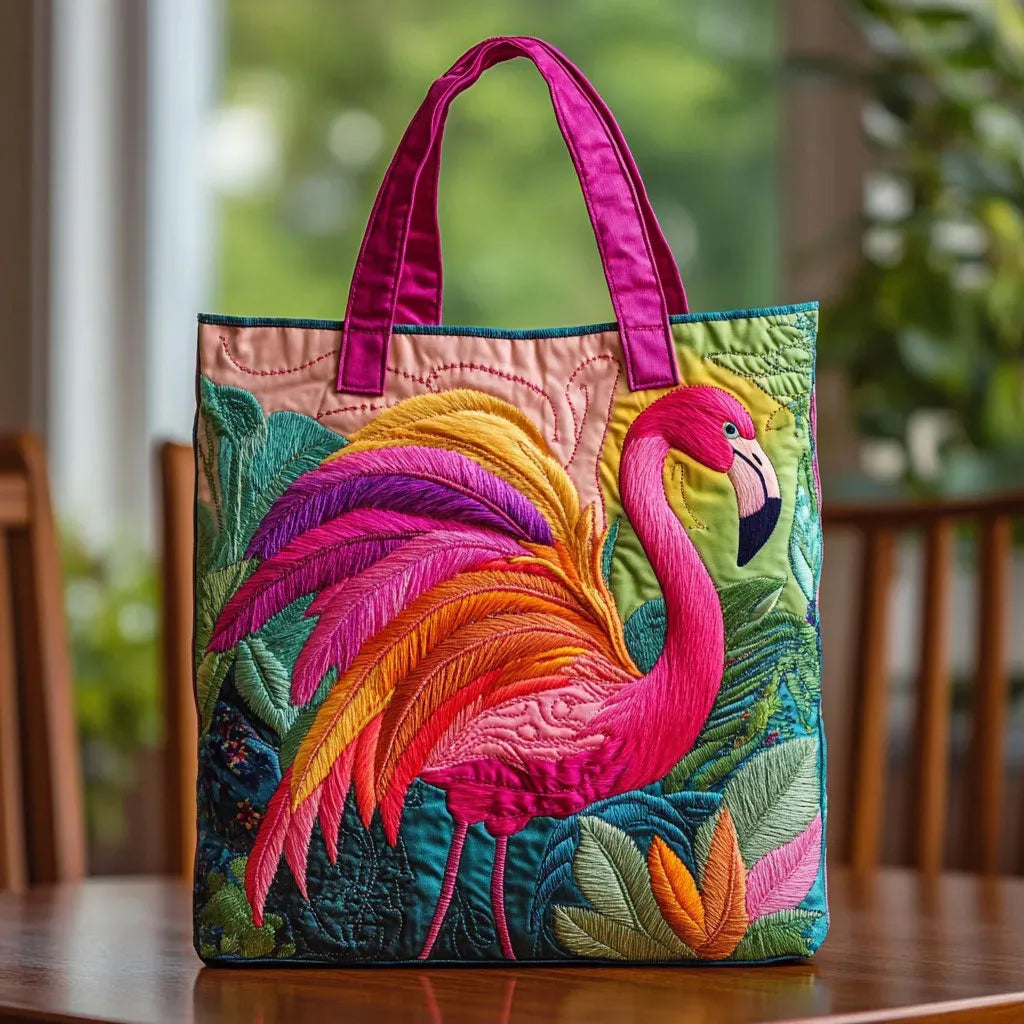 Gev quilted tas - Regenboog Flamingo
