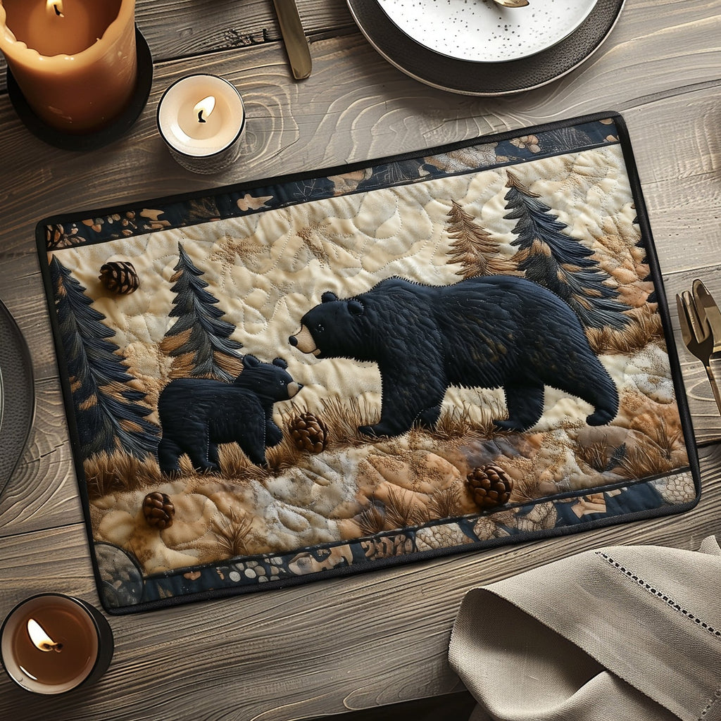 Emma - Gewatteerde placemat Van de Familie Beer Zwart