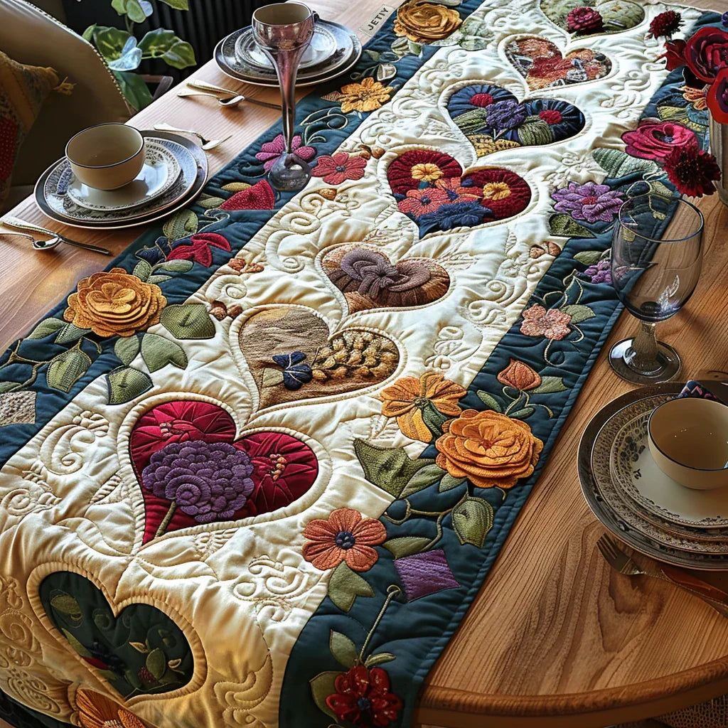 Gequilte Tafelkleed - Harten in Bloei