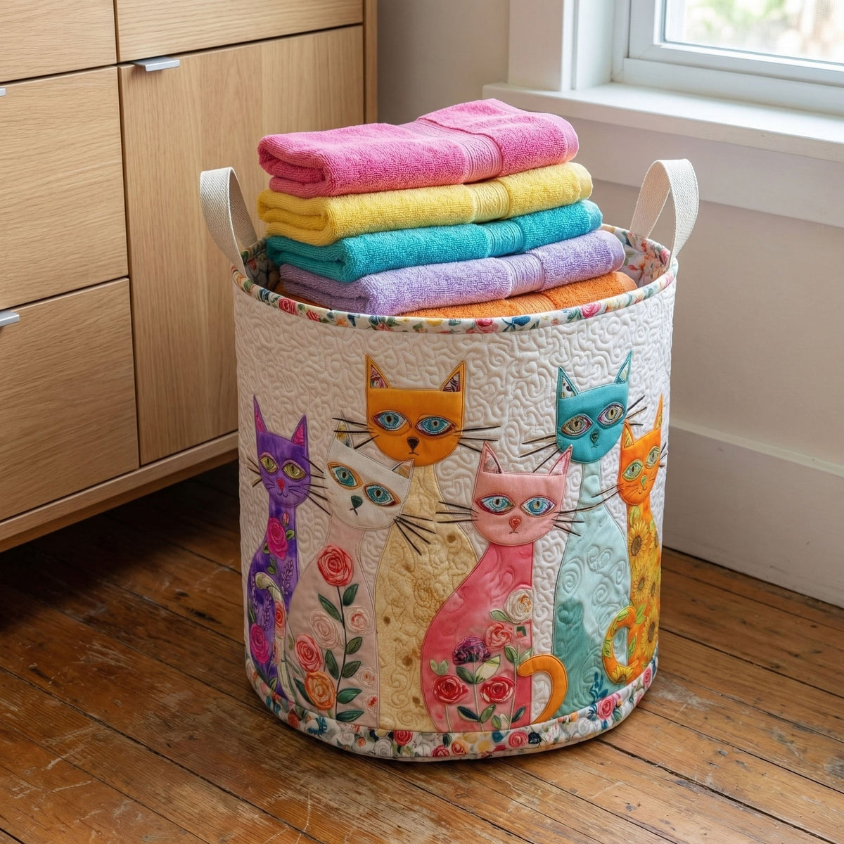 Gevoerd Wasmand - Vrolijke Kattenpatch