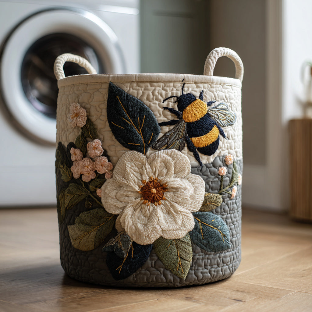 Gestoffeerde Wasmand - Bloemige Bij