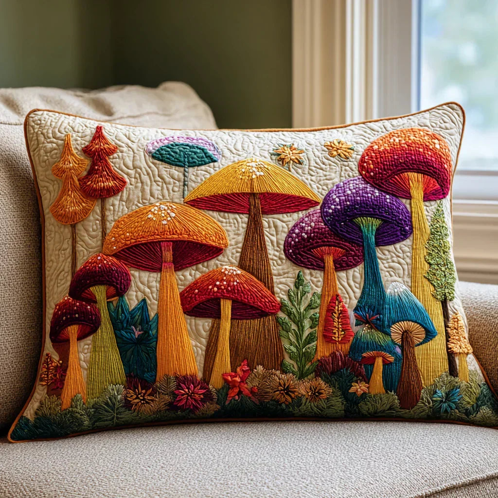Gevoerde Kussenhoes - Paddenstoelen Tuin