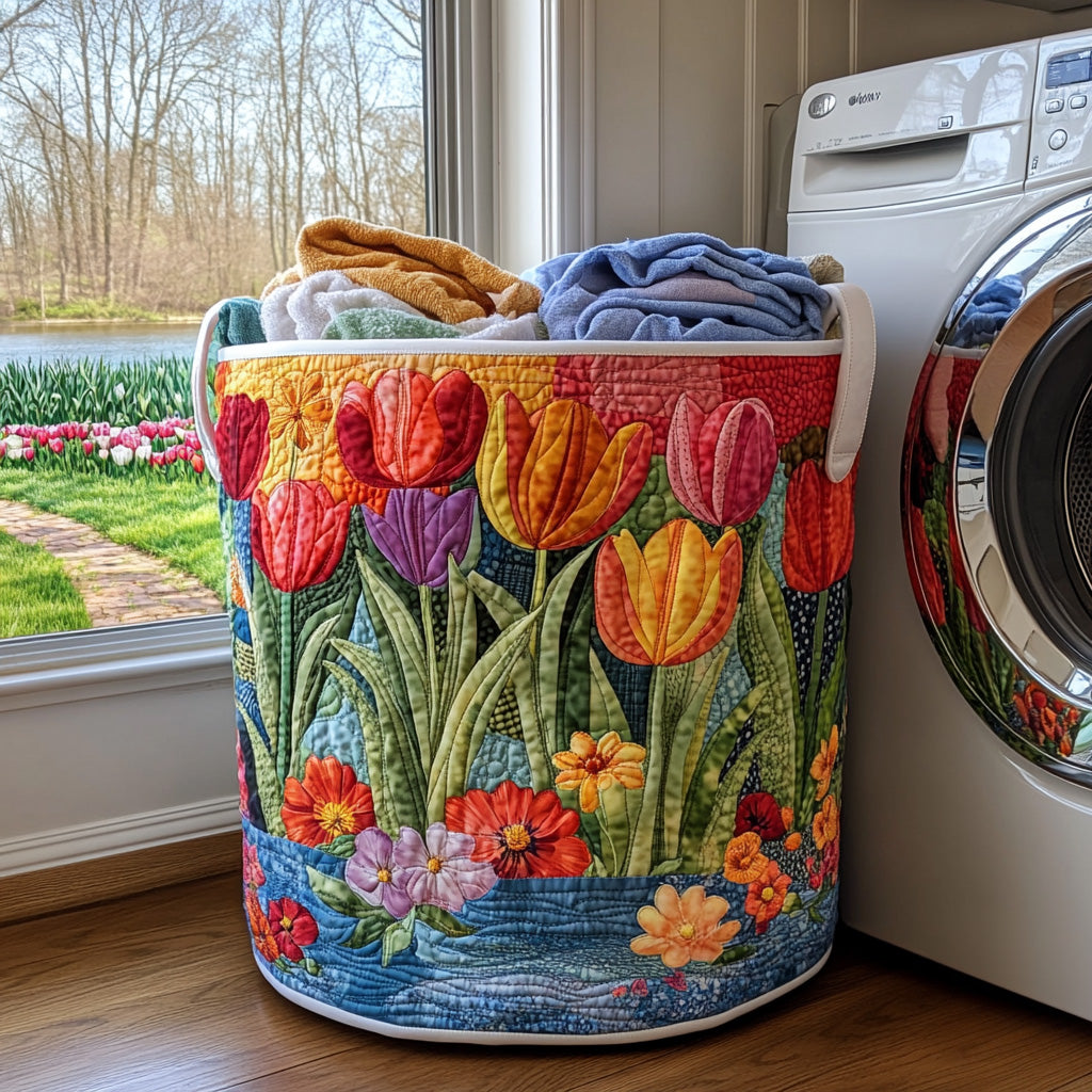 Gestoffeerde Wasmand - Zomerse Bloemen