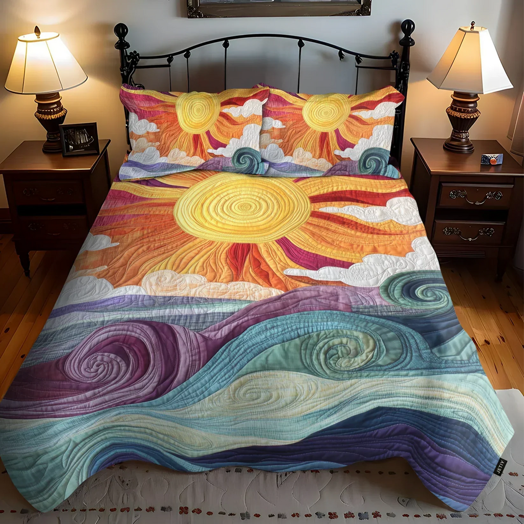 3-delige gestikte bedset - Zonnige Charme