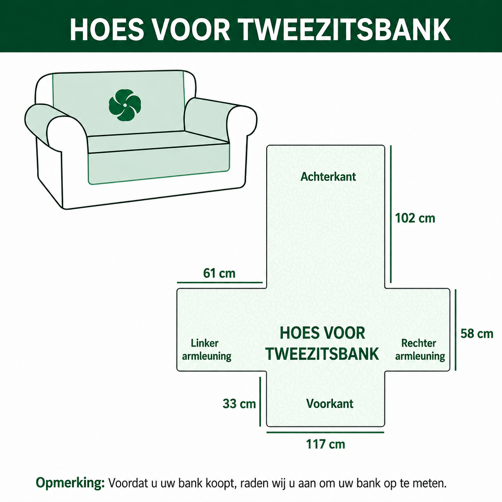 Jolien - Gewatteerde bankhoes Wolf Huilend
