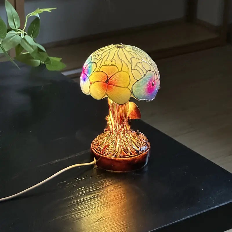 Boho Chic Lamp met Paddestoel en Bloem