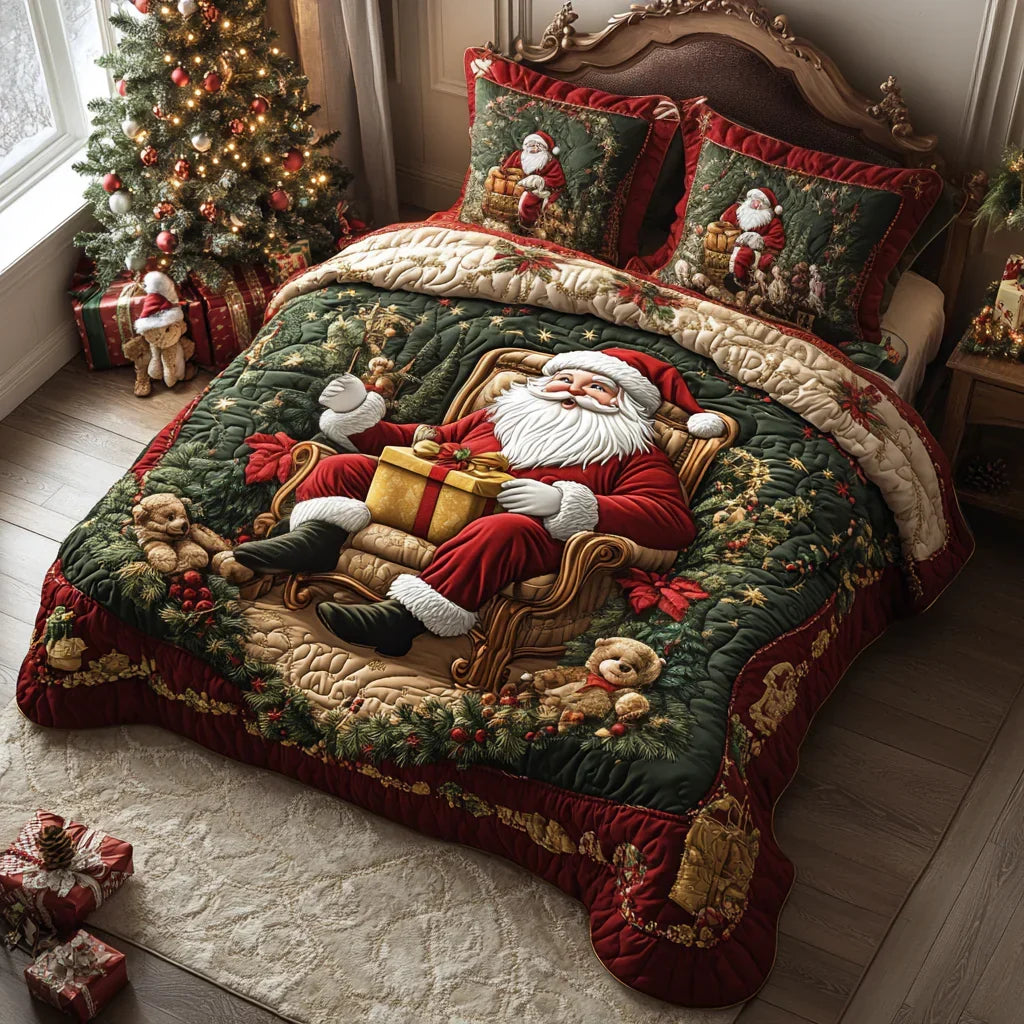 Conjunto de ropa de cama acolchada de 3 piezas - Momento del Papá Noel — imagen 1