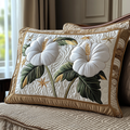 Funda de Almohada Acolchada de Hibisco Blanco — imagen 1