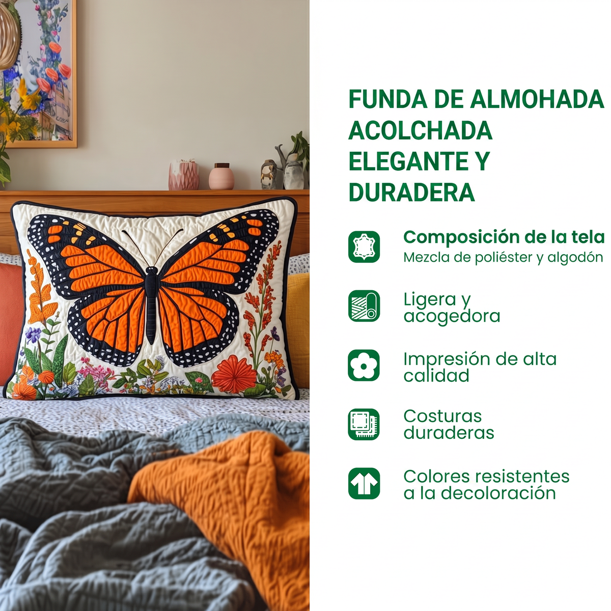 Funda de Almohada Acolchada Dia De Los Muertos — imagen 4
