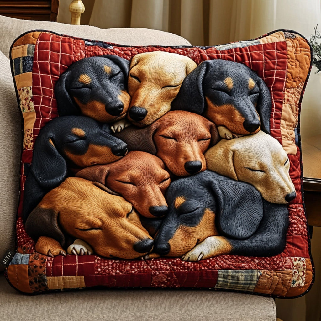 Funda de Almohada Acolchada Dachshund Delight — imagen 1