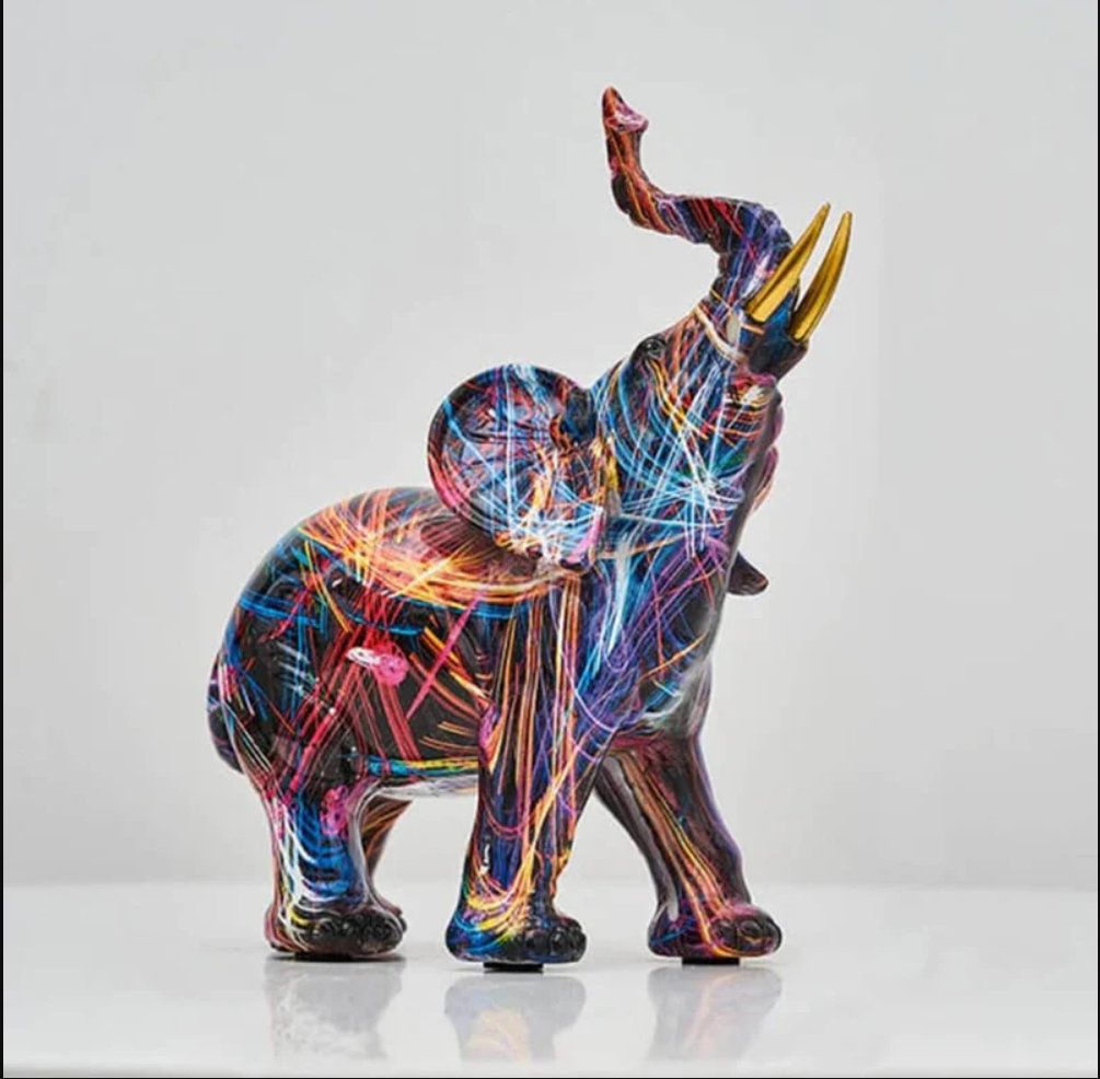 Artistieke Olifanten Sculptuur met Graffiti Ontwerp