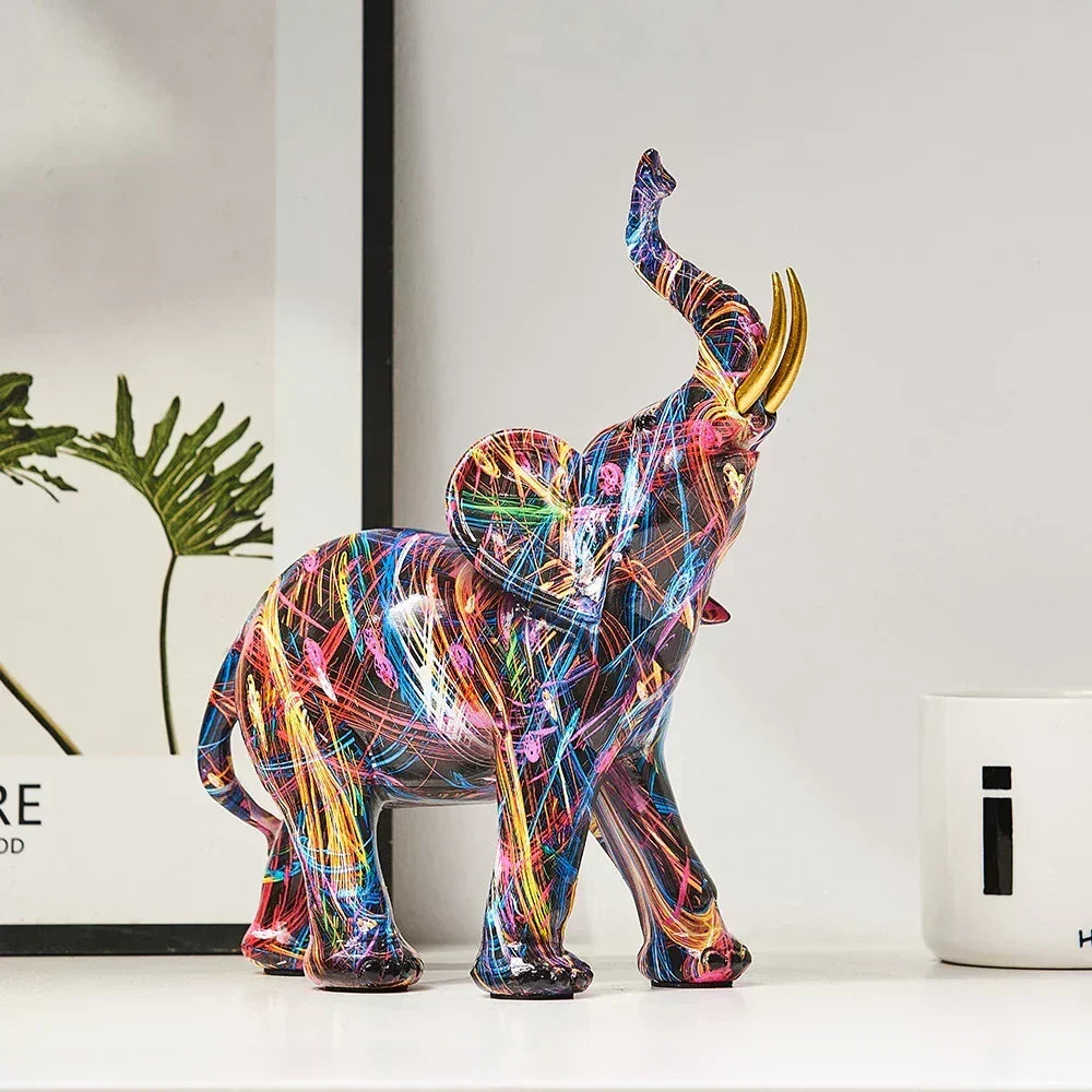 Artistieke Olifanten Sculptuur met Graffiti Ontwerp