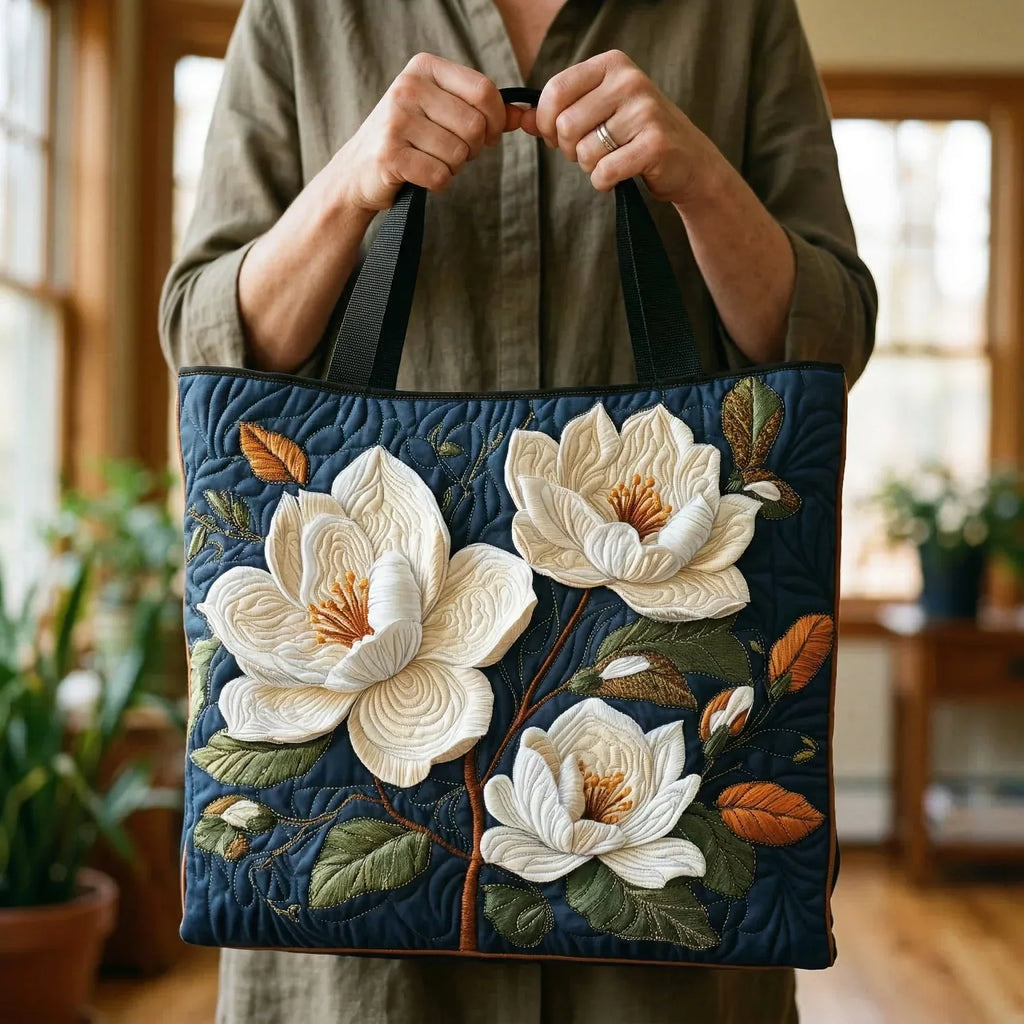 Ambachtelijke Gequilt Tote - Delicate Magnolia
