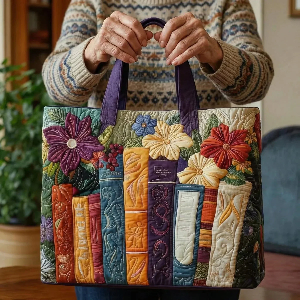 Gev quilted tas - Boekenliefhebber