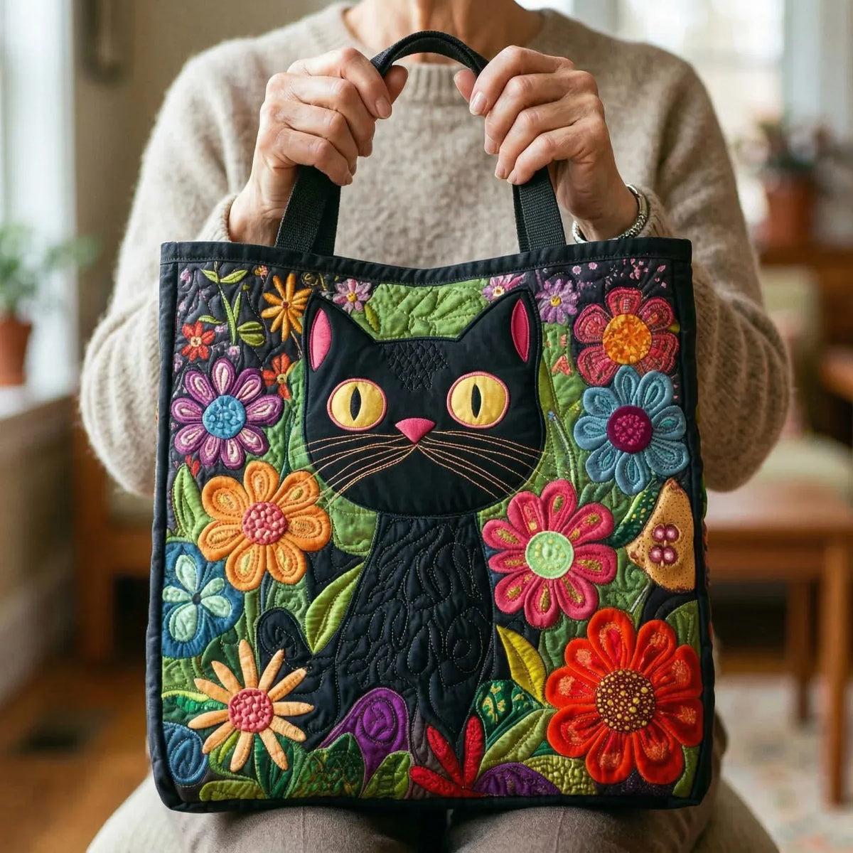 Gevoerde Tas - Betoverde Zwarte Kat