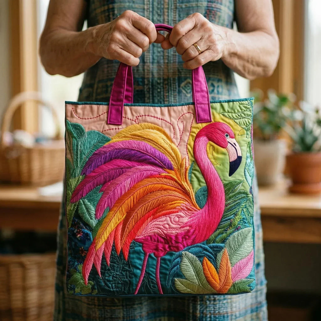 Gev quilted tas - Regenboog Flamingo
