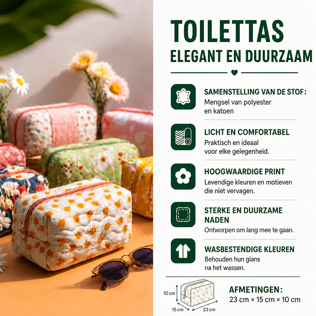Lieze - Gewatteerde toilettas Glanzende Libel